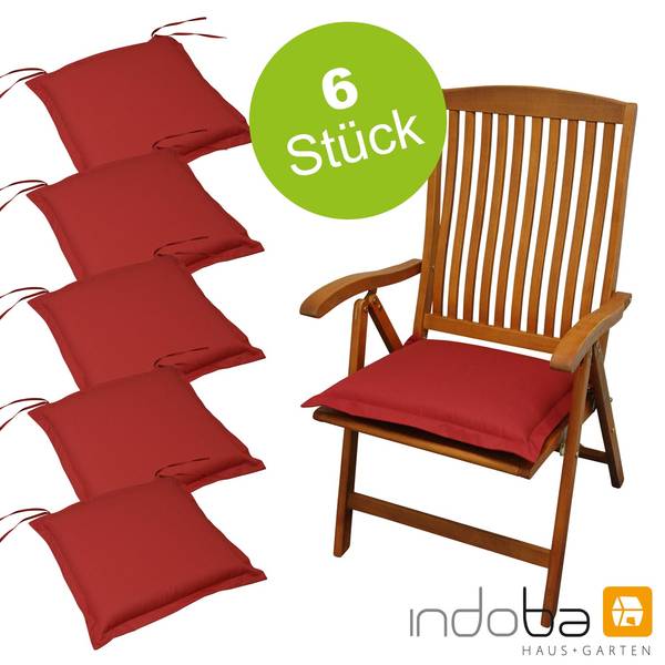 6 x indoba - Sitzkissen Serie Premium - extra dick - Rot