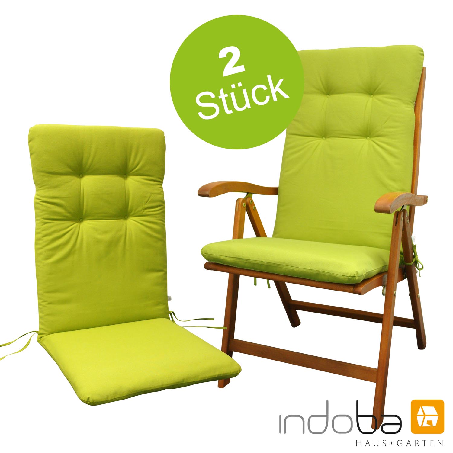 2 x indoba Sitzauflage Hochlehner Serie Relax Grün