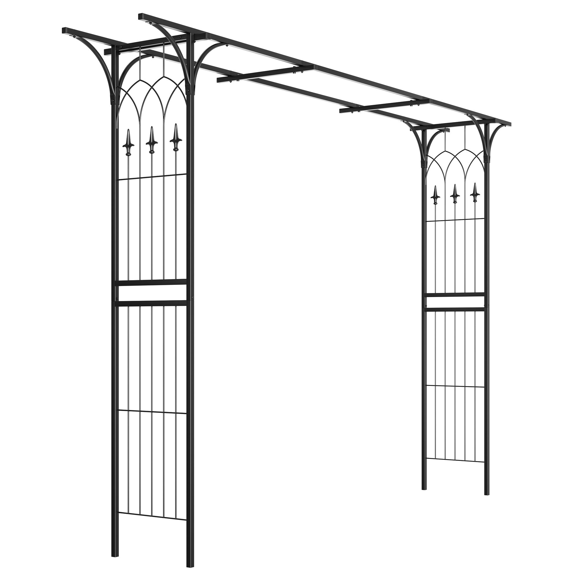 Eleganter XXL Rosenbogen Rankhilfe Pergola aus Metall schwarz Mod. 5040