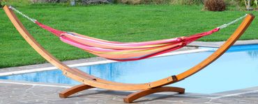 410cm XXL Luxus Hngemattengestell aus Holz Lrche mit Tuch Hngematte  Edelstahl | eBay.de