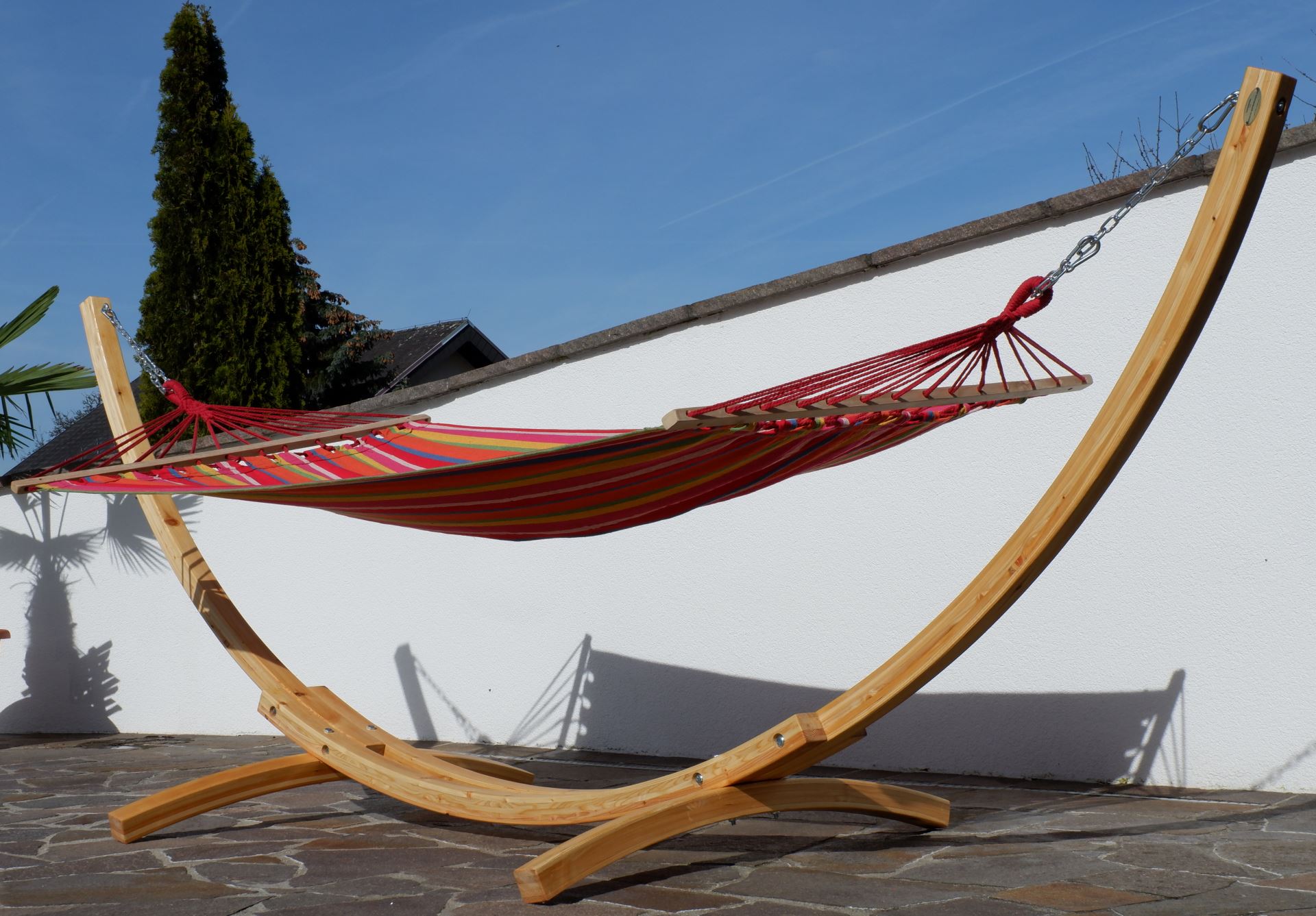 350cm Hängemattengestell NATUR ALICIA aus Holz Lärche natur mit