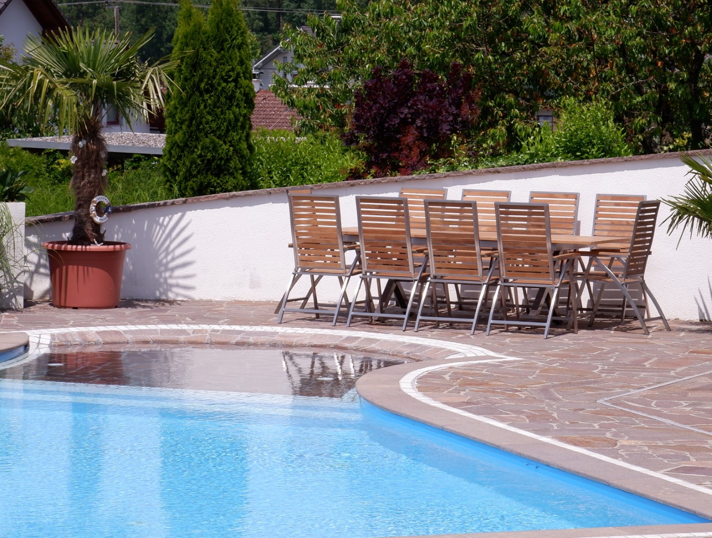 Gartengarnitur Teak Edelstahl 10-tlg - Ausziehtisch 200-260cm + Sessel Batyline