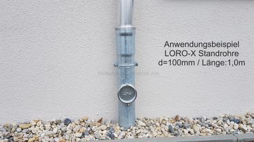 Zink Fallrohr Regensammler mit Schlauch d=100mm frostsicher Dachrinne