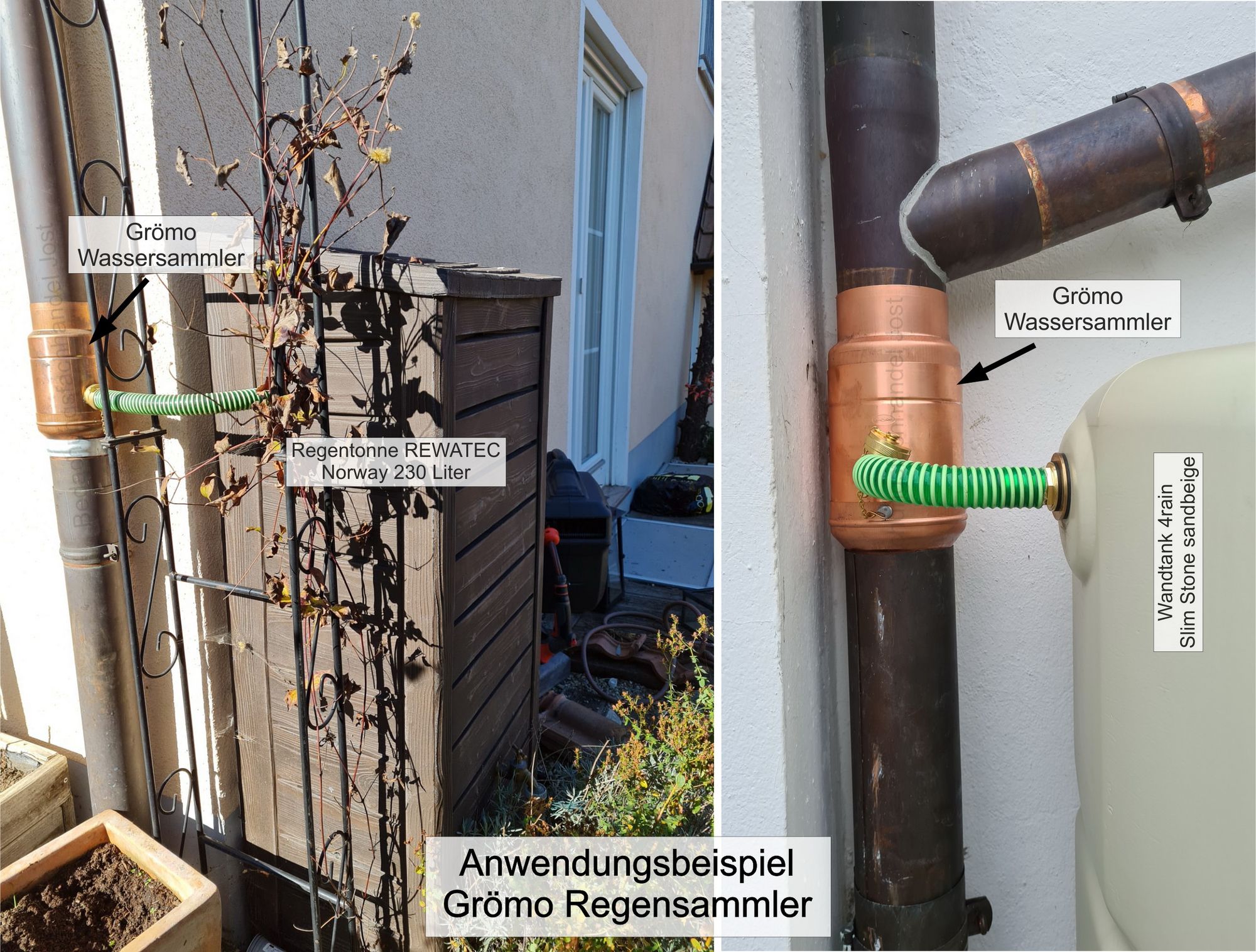 Regenwassersammler Für 100mm Fallrohr Mit Teleskopschlauch - Frostsicher & 85% Effizienz