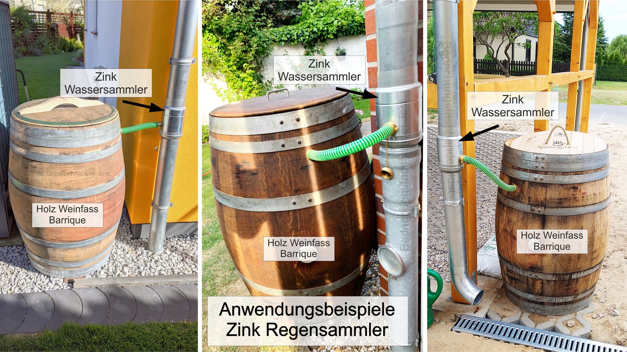 Zink Fallrohr Wassersammler Regensammler mit Schlauch d=120mm