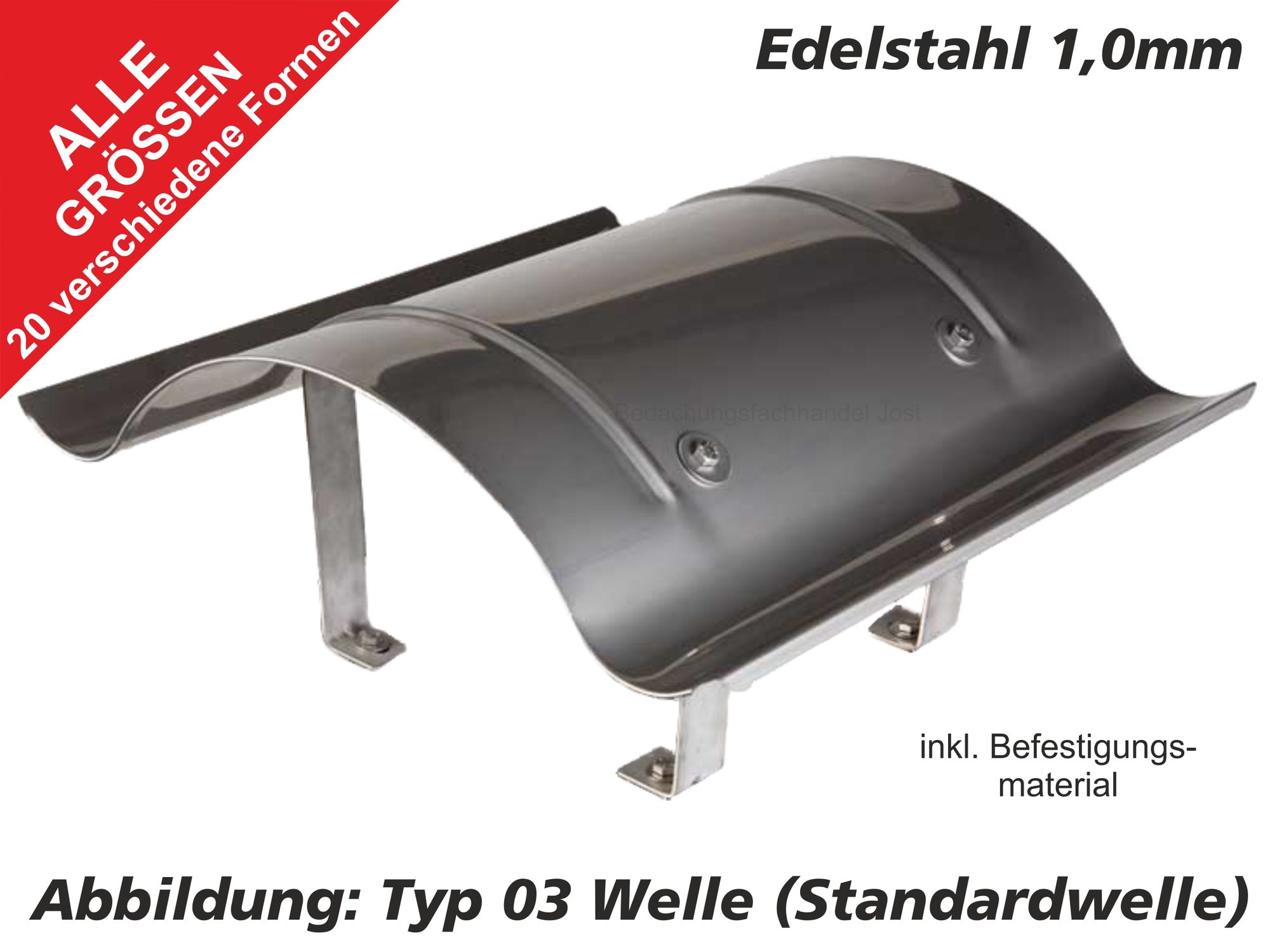 Kaminhaube Edelstahl 1,0mm Kaminmaß: BxL= 900x 900mm (zzgl. umlaufend