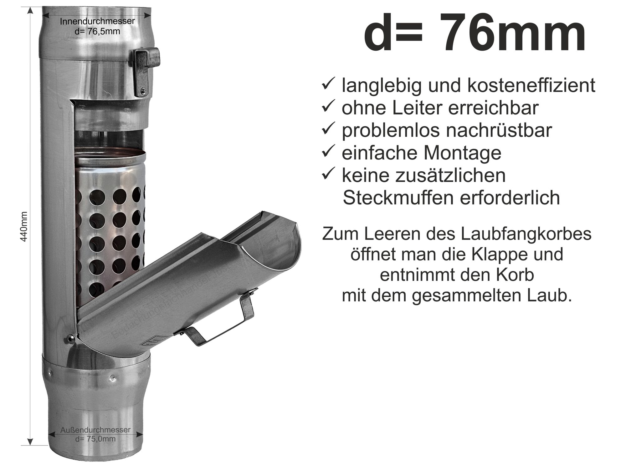 Laubfangkorb Für Fallrohr - Verstellbarer Laubschutz Für Dachrinnen 75-100mm
