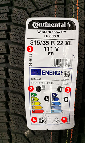 Symbole auf dem EU-Reifenlabel