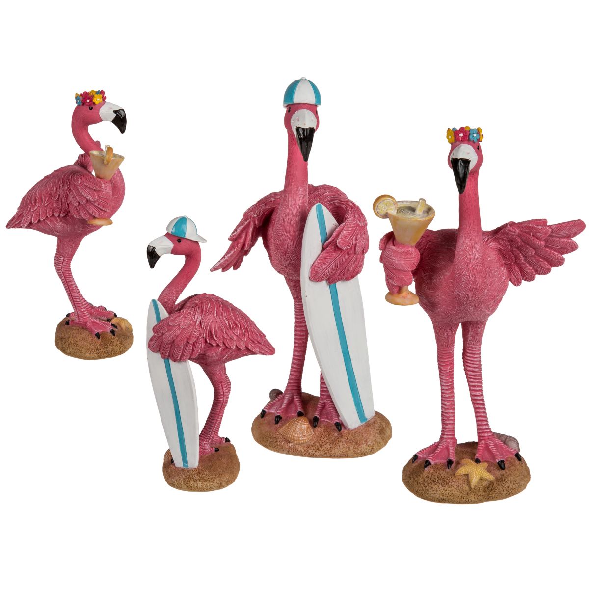 Deko Figur Flamingo Polyresin Dekofigur Gartenfigur Spa Wellness