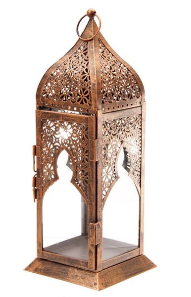 Orientalische marokkanische Laterne 43cm Kerzenhalter Metall Buntglas farbenfroh