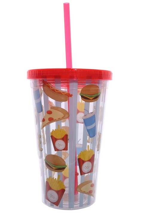 Trinkbecher doppelwandig Fast Food Deckel und Strohhalm Sportbecher Becher eBay
