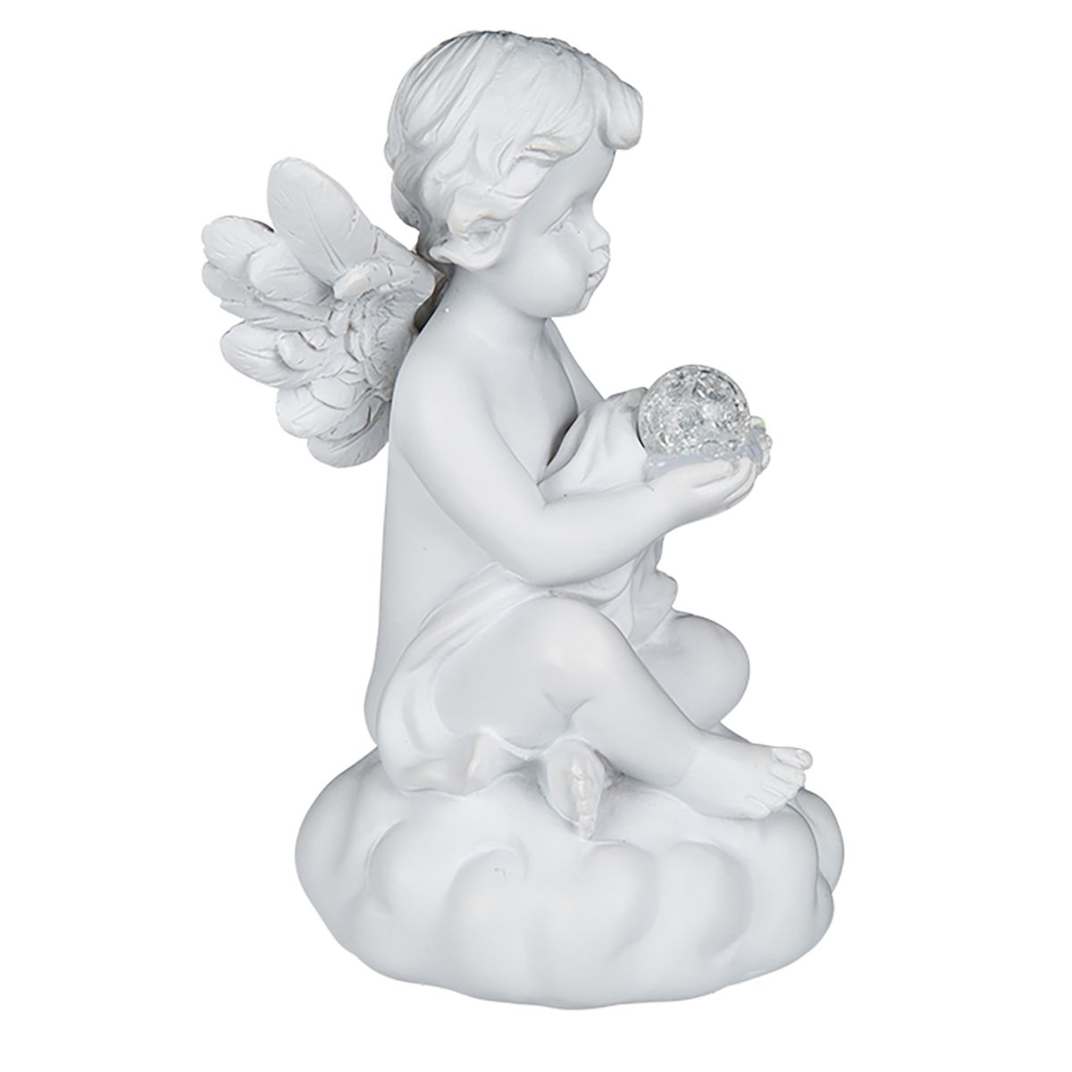Dekofigur Engel mit LED-Kugel Deko Figur Engelchen niedlich sitzend süß