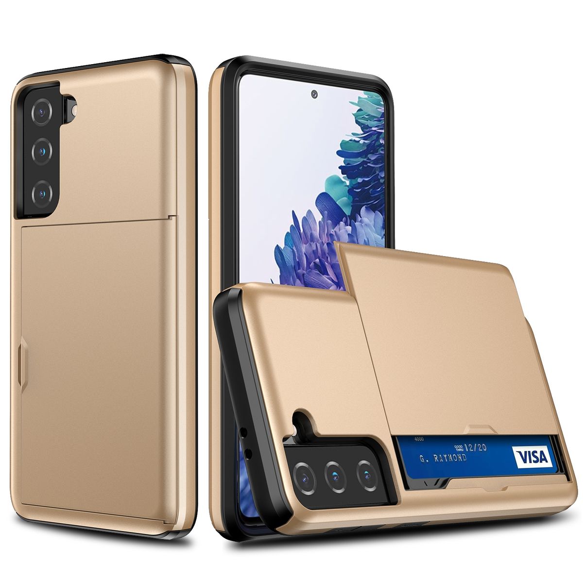 König Design mobile phone case compatible with Samsung Galaxy S21 protective case back cover bumper case gold