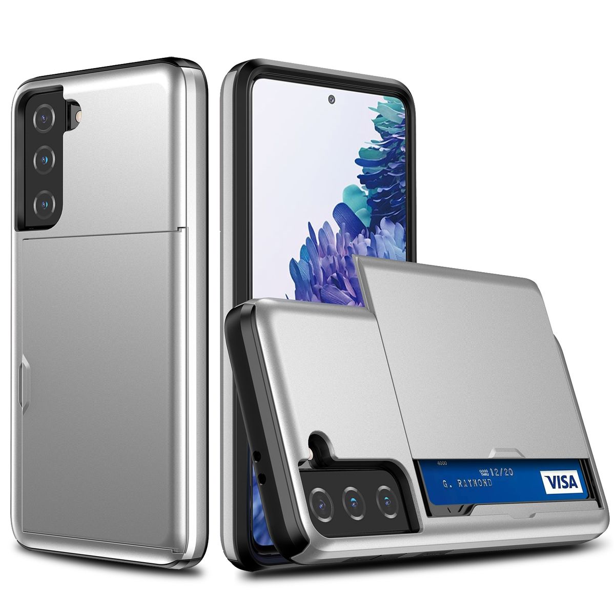 König Design mobile phone case compatible with Samsung Galaxy S21 protective case back cover bumper case silver