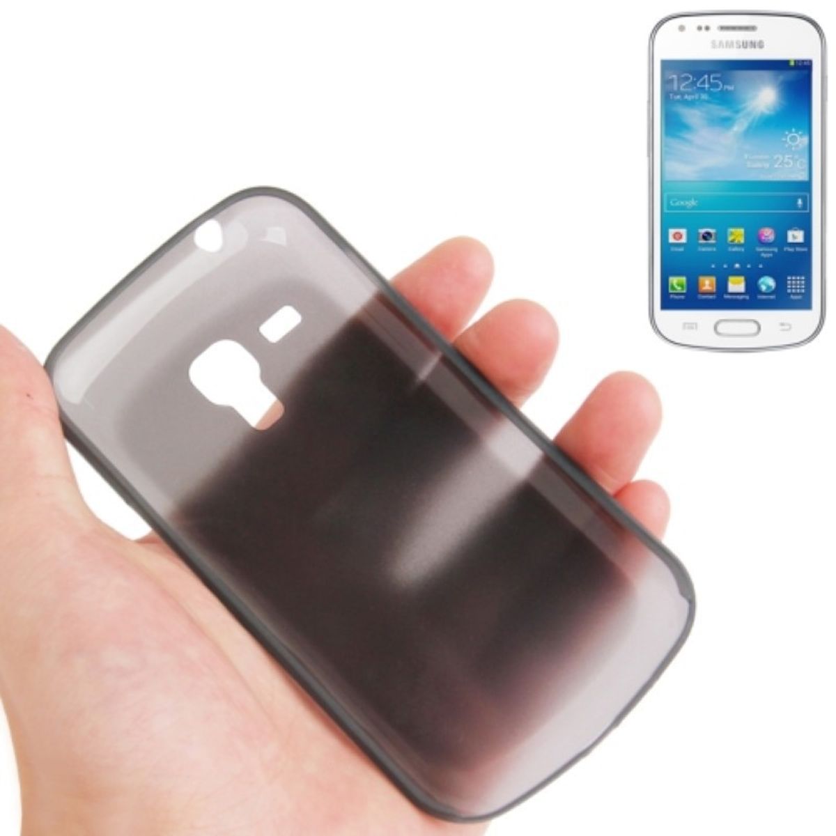 Protective case ultra thin 0.3 mm for mobile phone Samsung Galaxy Trend Duos / S7562 black transparent