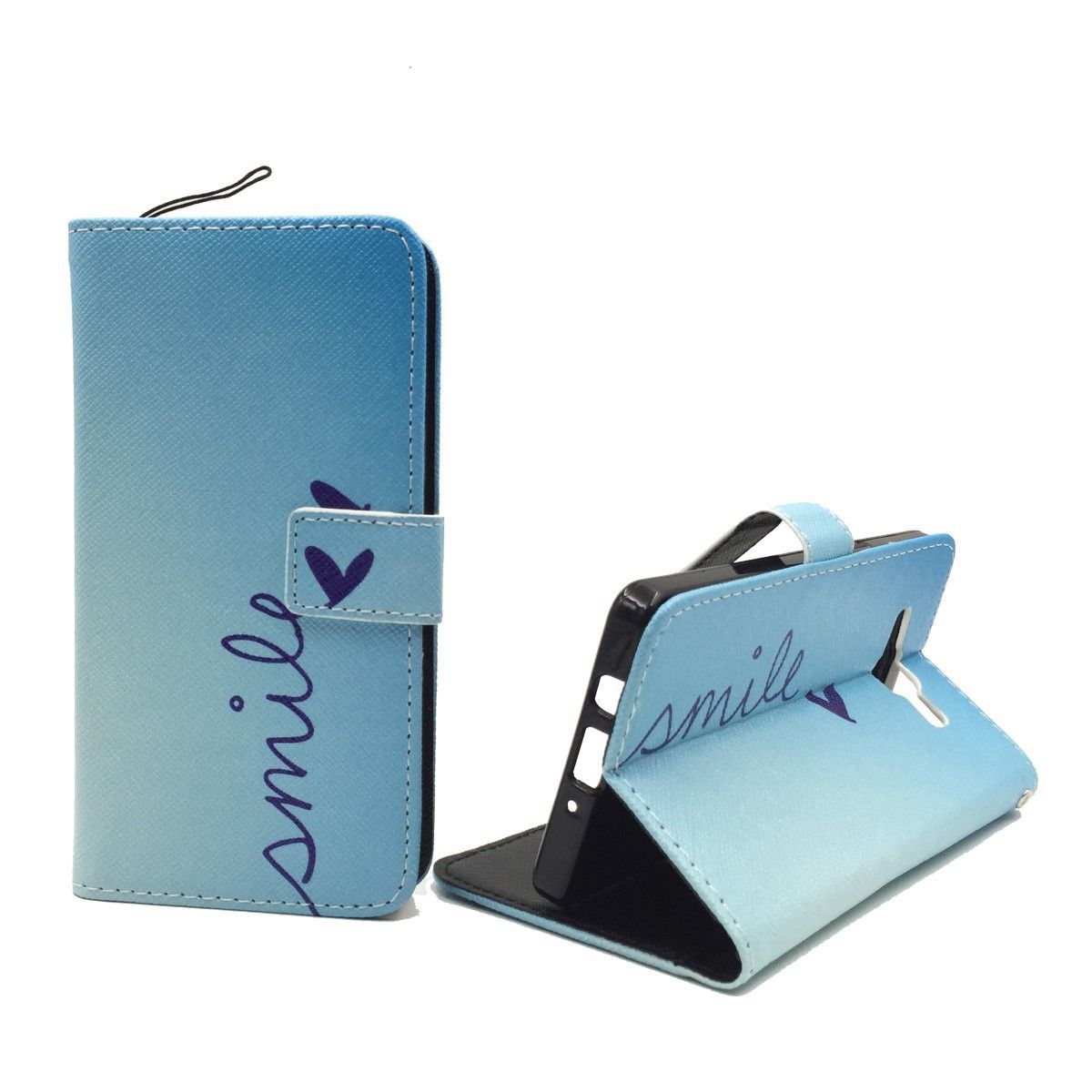 König Design Handyhülle kompatibel mit Samsung Galaxy A5 (2015) Schutztasche Wallet Cover 360 Case Blau