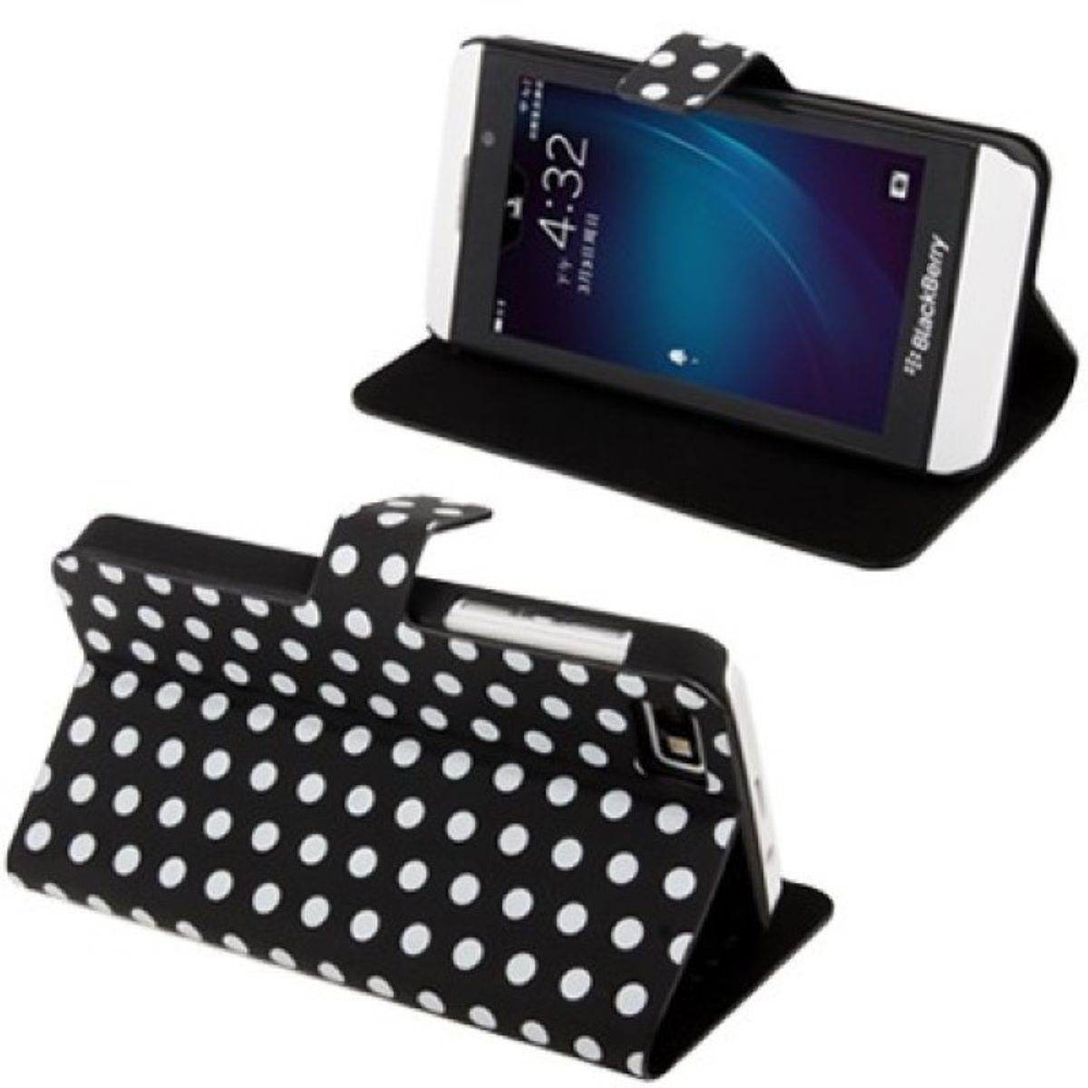 Schutzhülle Flip Hülle dünn für Handy BlackBerry Z10 Schwarz / Weiß