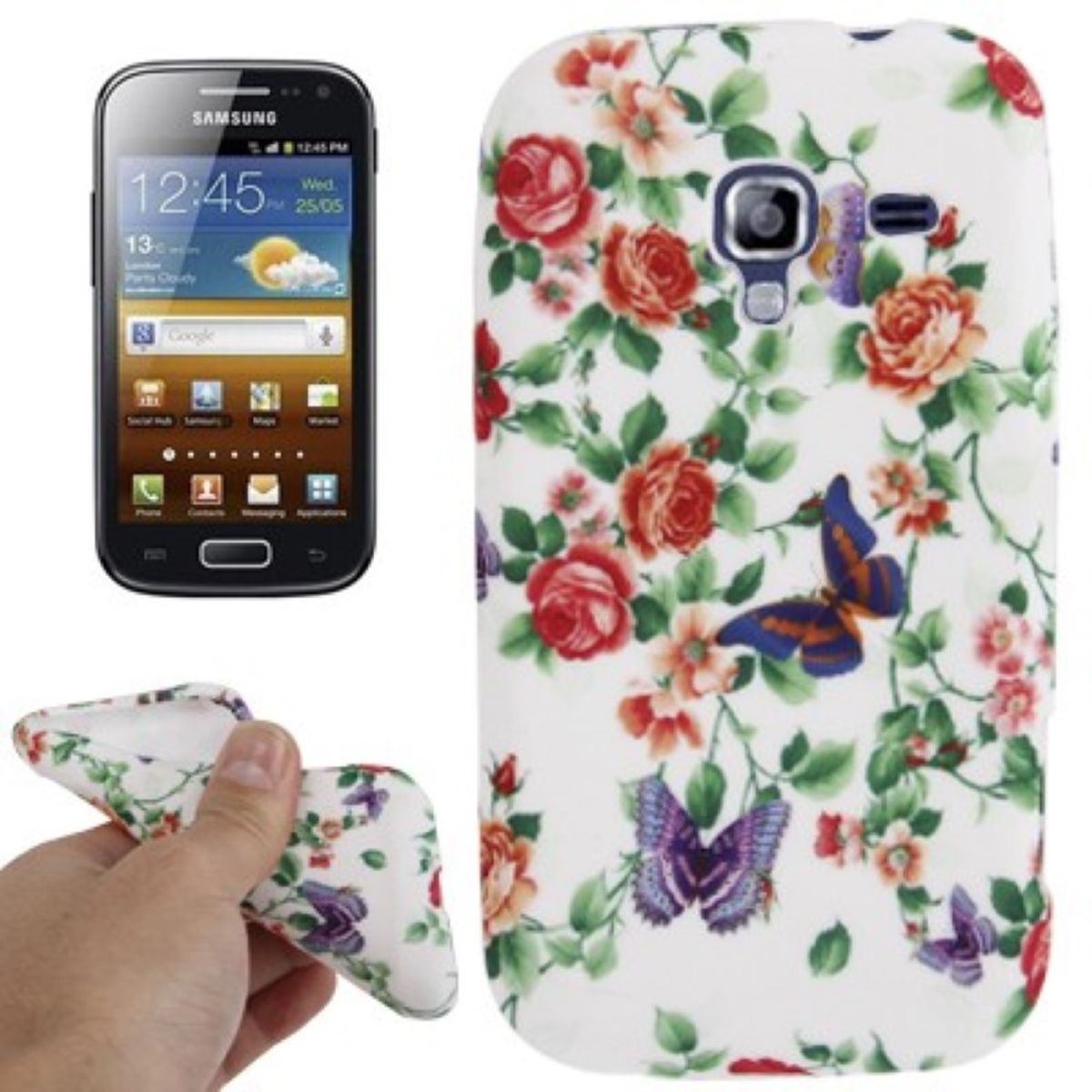 Funda protectora de TPU para teléfono móvil Samsung Galaxy Ace 2 i8160 rosas