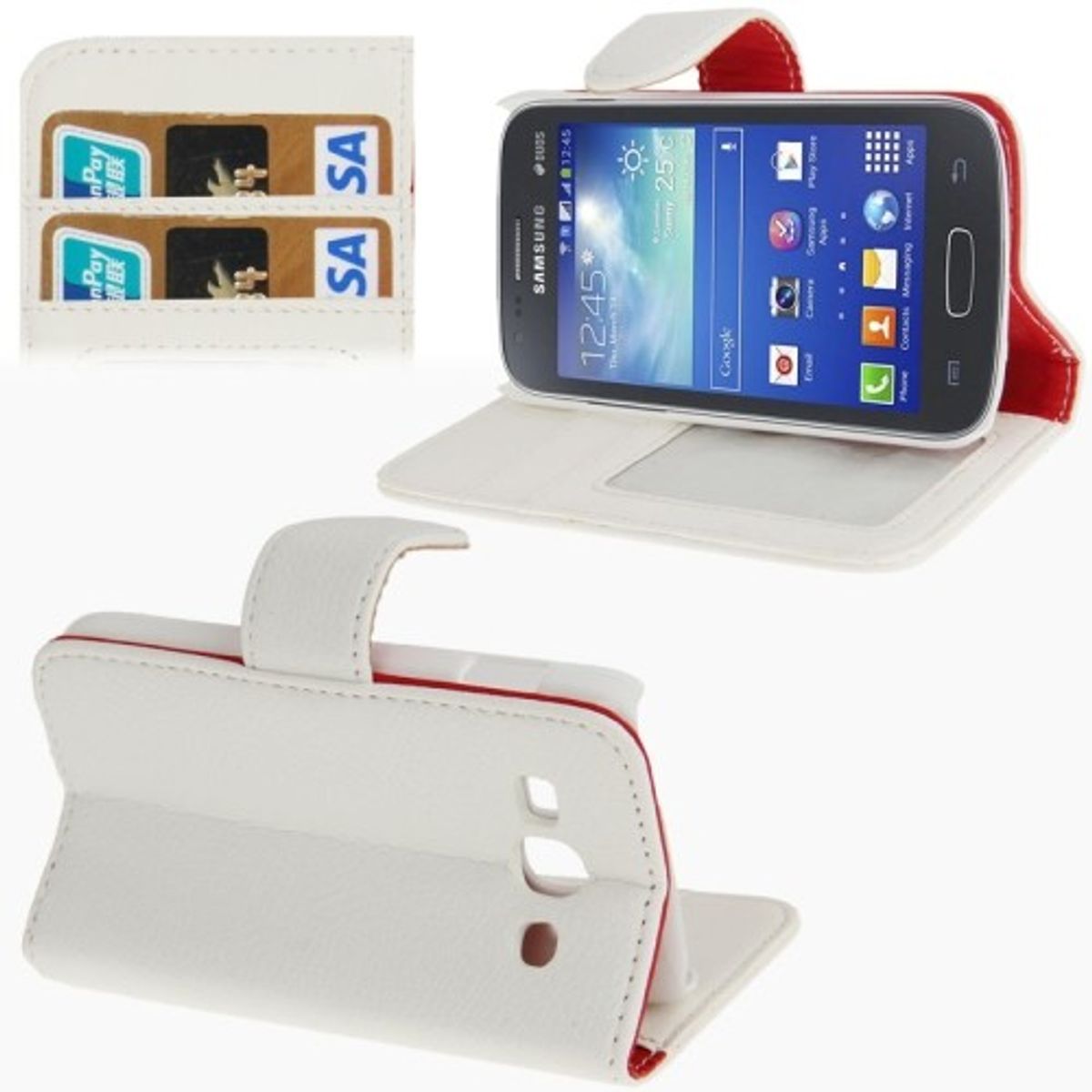 Schutzhülle (Flip Quer) für Handy Samsung Galaxy Ace 3 S7272 Weiß