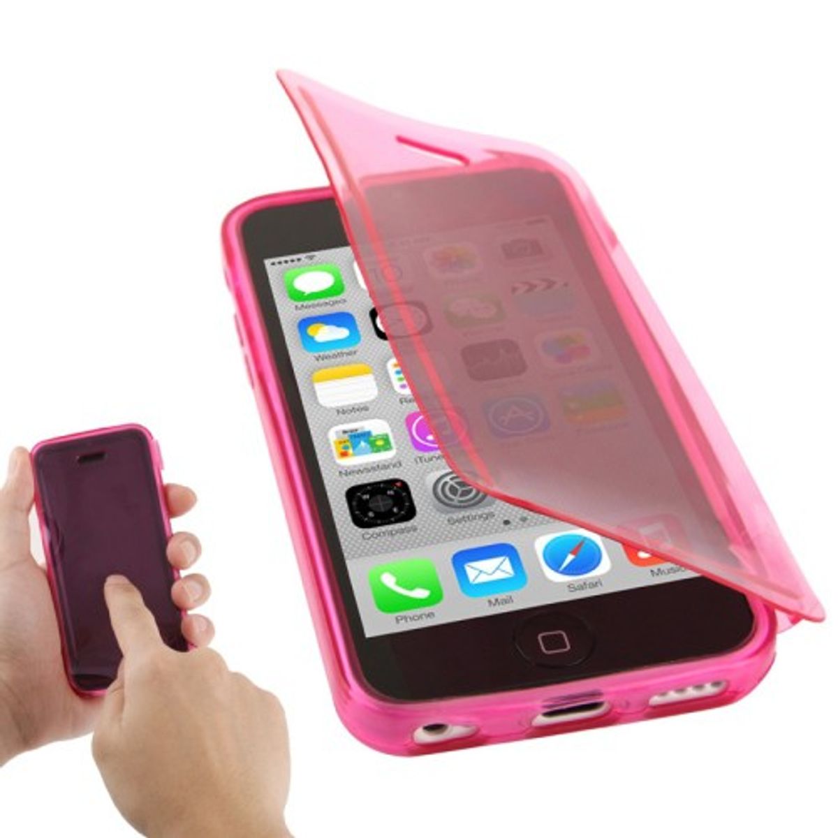 Mobile phone case flip horizontal for mobile phone iPhone 5c pink