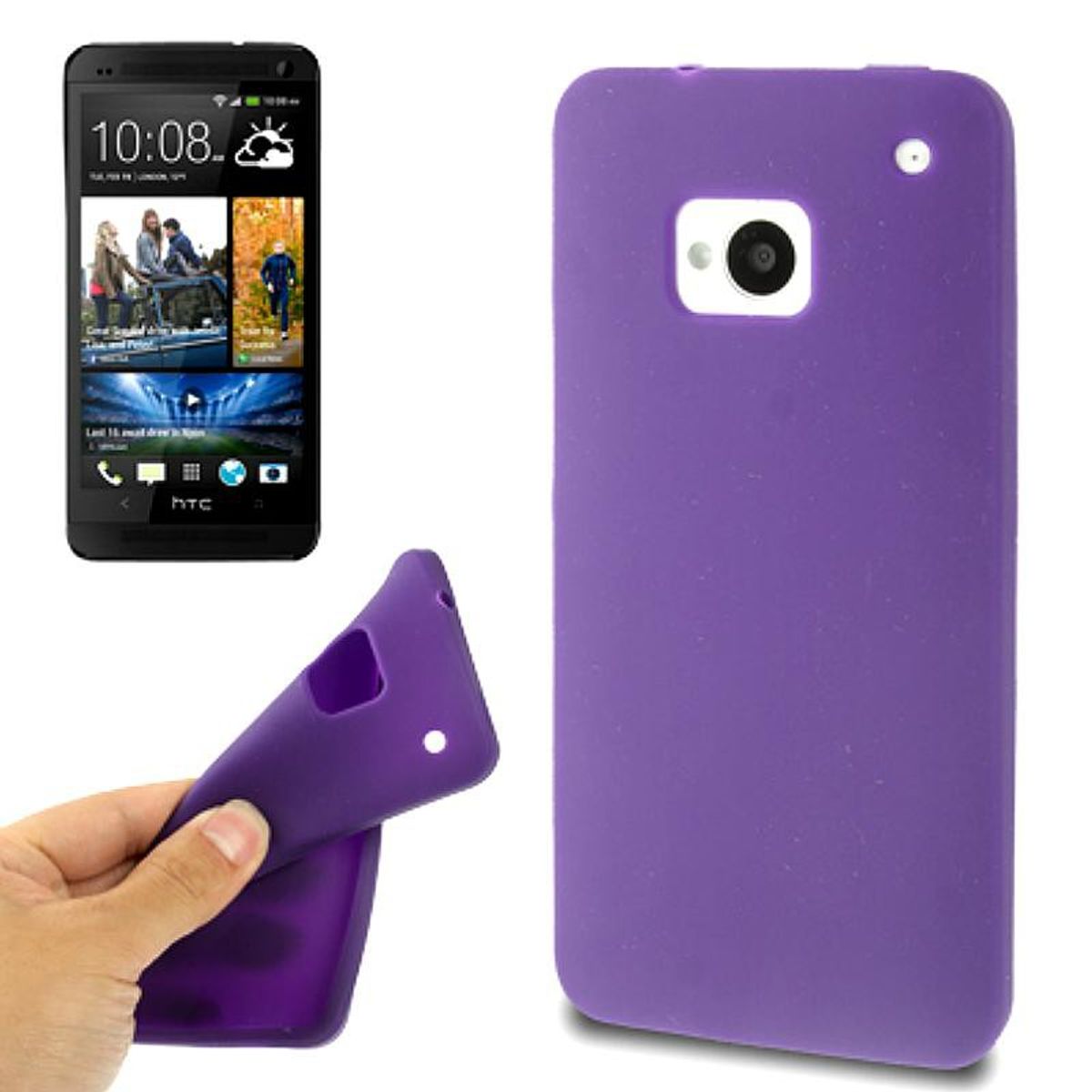 Schutzhülle Silikon Case für Handy HTC One M7 Lila / Violett