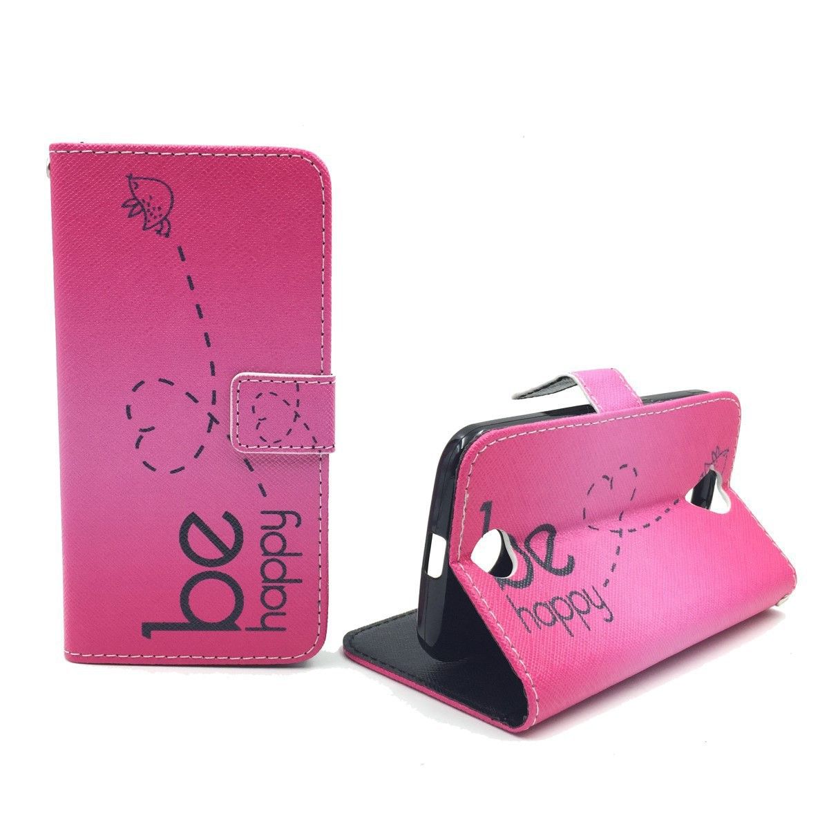 König Design Handyhülle kompatibel mit Samsung Galaxy J1 (2015) Schutztasche Wallet Cover 360 Case Pink