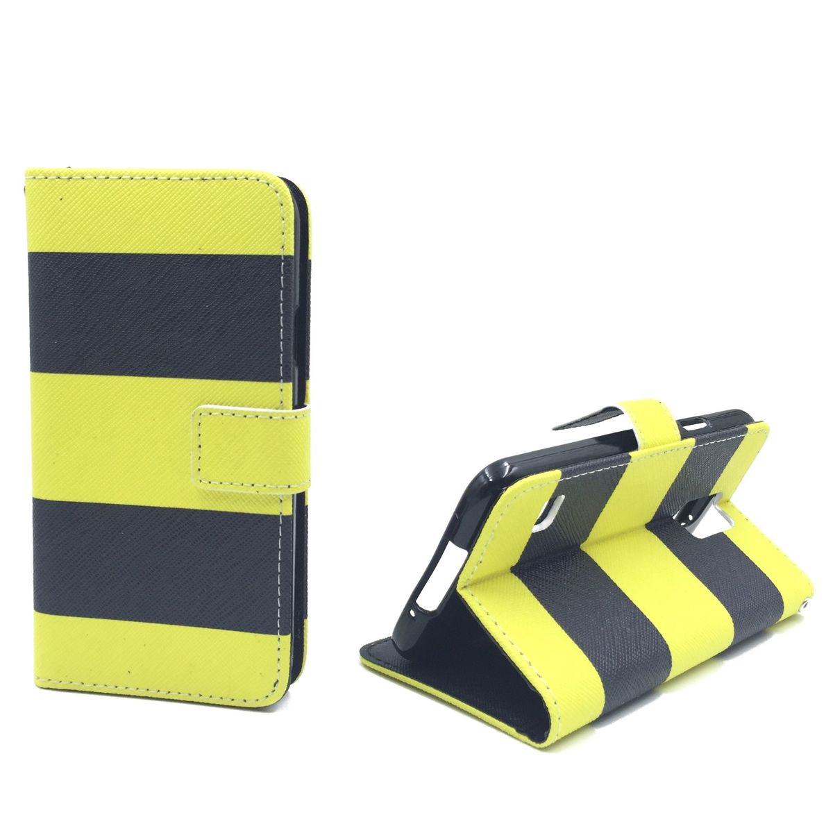 König Design Handyhülle kompatibel mit Samsung Galaxy S5 / S5 Neo Schutztasche Wallet Cover 360 Case Gelb