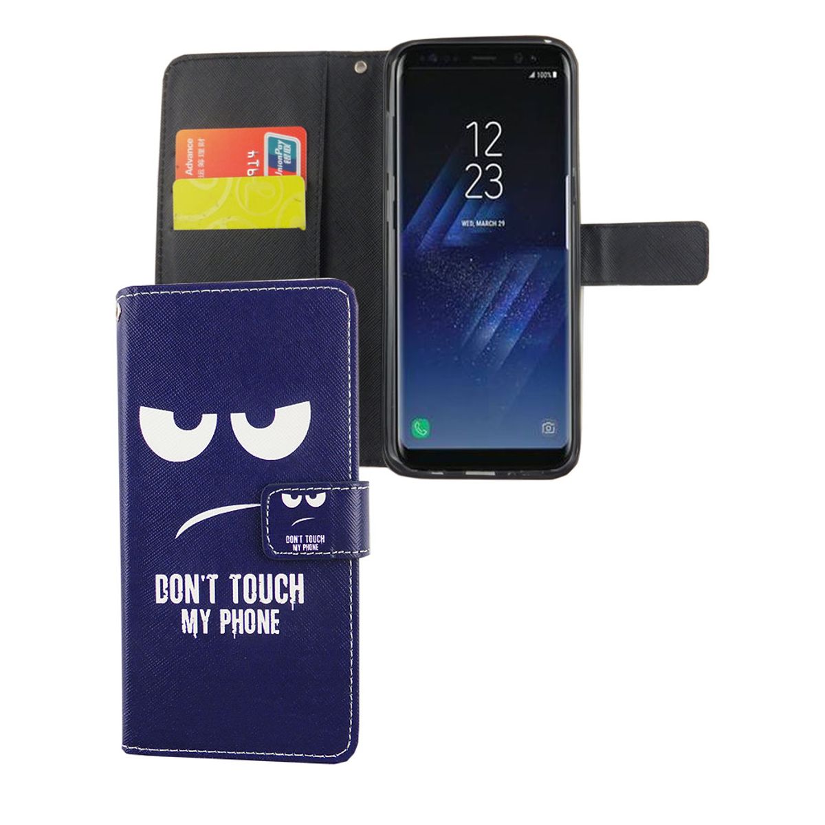 König Design Handyhülle kompatibel mit Samsung Galaxy S8 Plus Schutztasche Wallet Cover 360 Case Blau