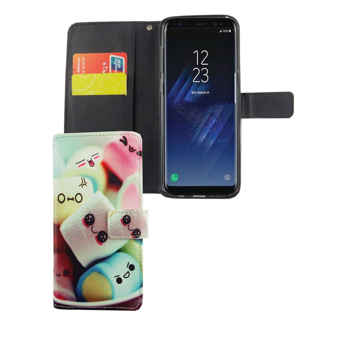 König Design Handyhülle kompatibel mit Samsung Galaxy S8 Plus Schutztasche Wallet Cover 360 Case Bunt