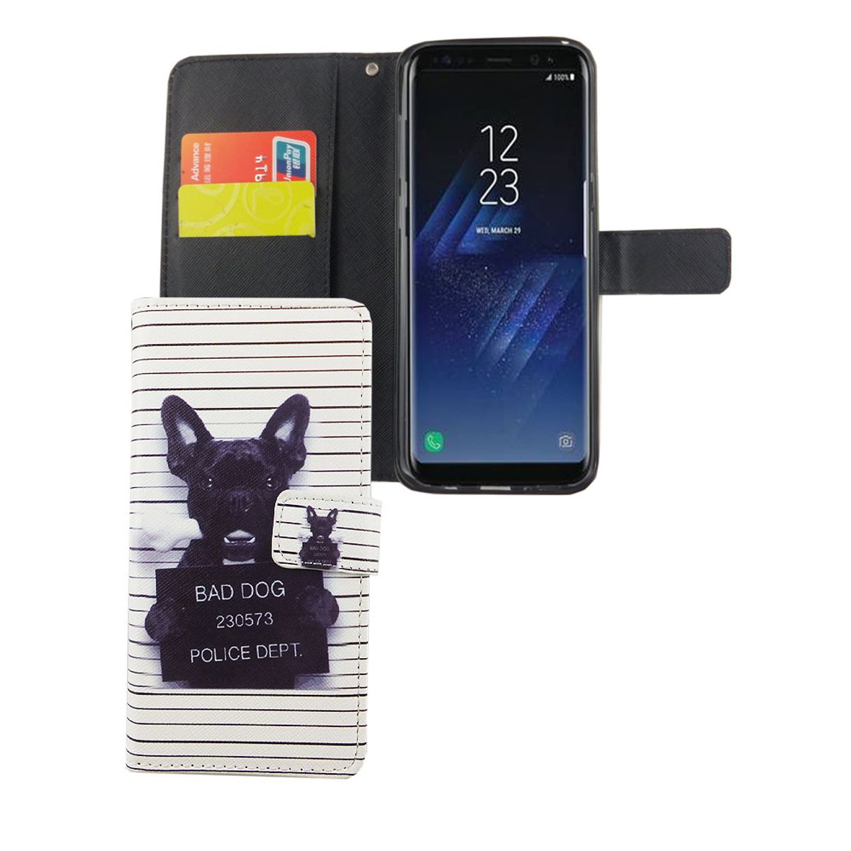 King Design Mobile Show Compatible with Samsung Galaxy S8 Plus Protection bag Wallet Cover 360 Case White