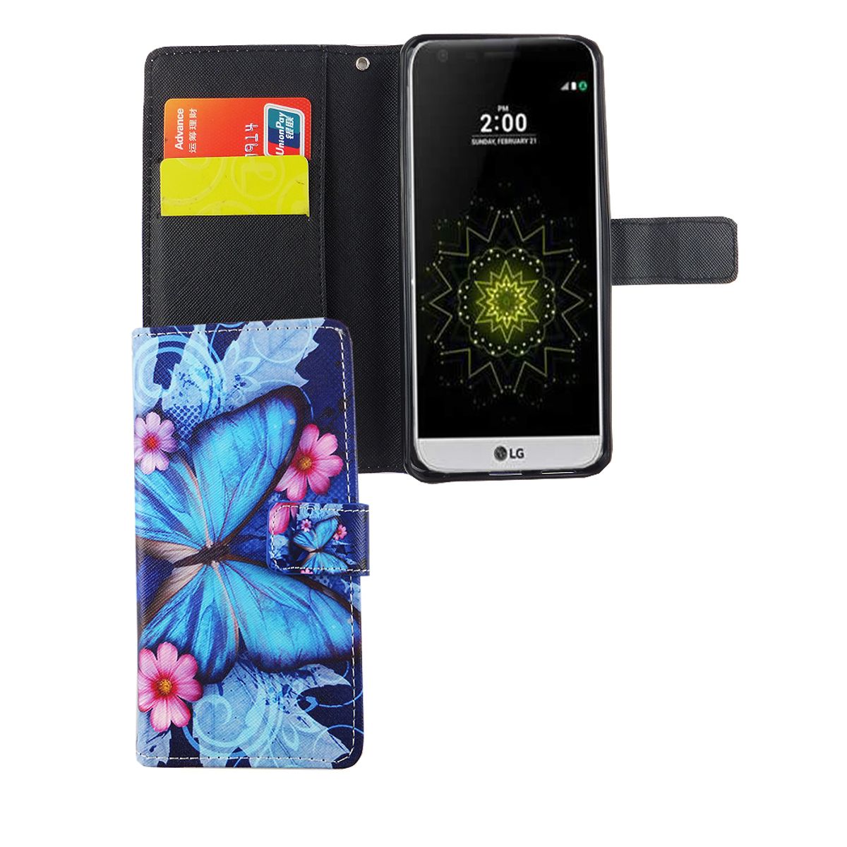 König Design mobile phone case protective case Lg G6 smartphone flip case butterfly design Blau