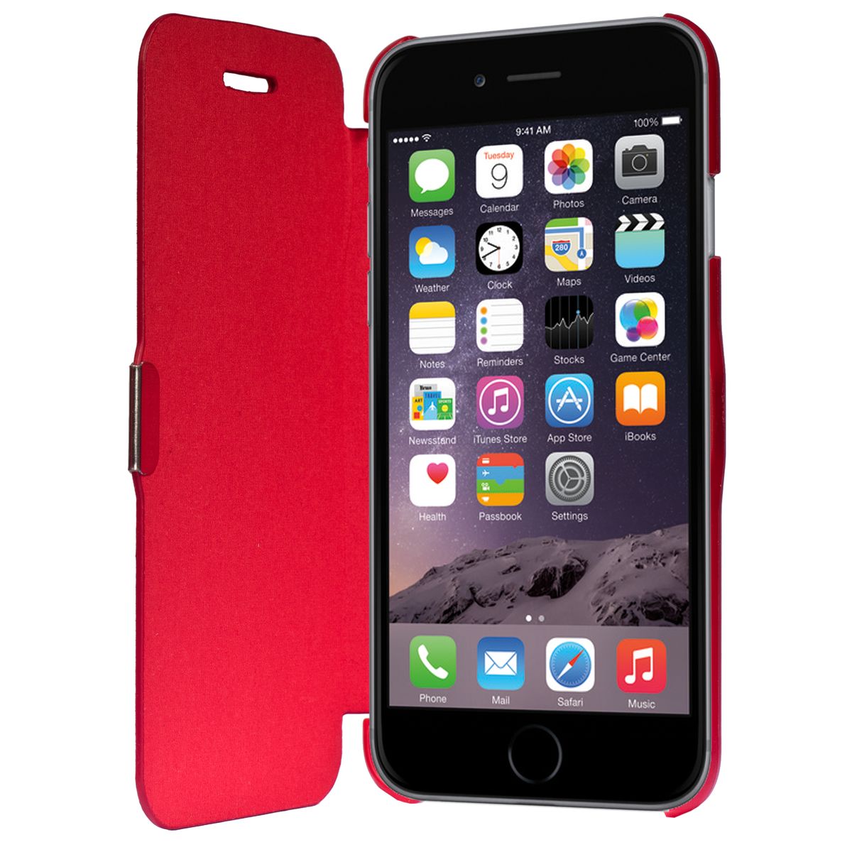 König Design flip cover protective case mobile phone case book style for Apple iPhone 6 / 6s Plus red