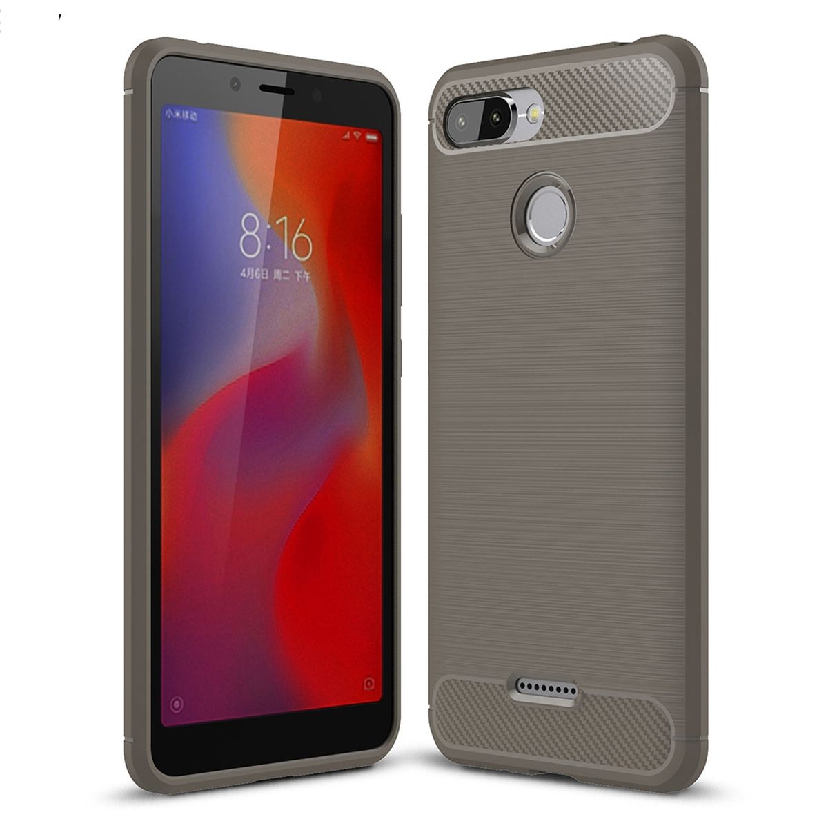 Xiaomi Redmi 6 Hülle Silikon Grau Carbon Optik Case TPU Handyhülle ...