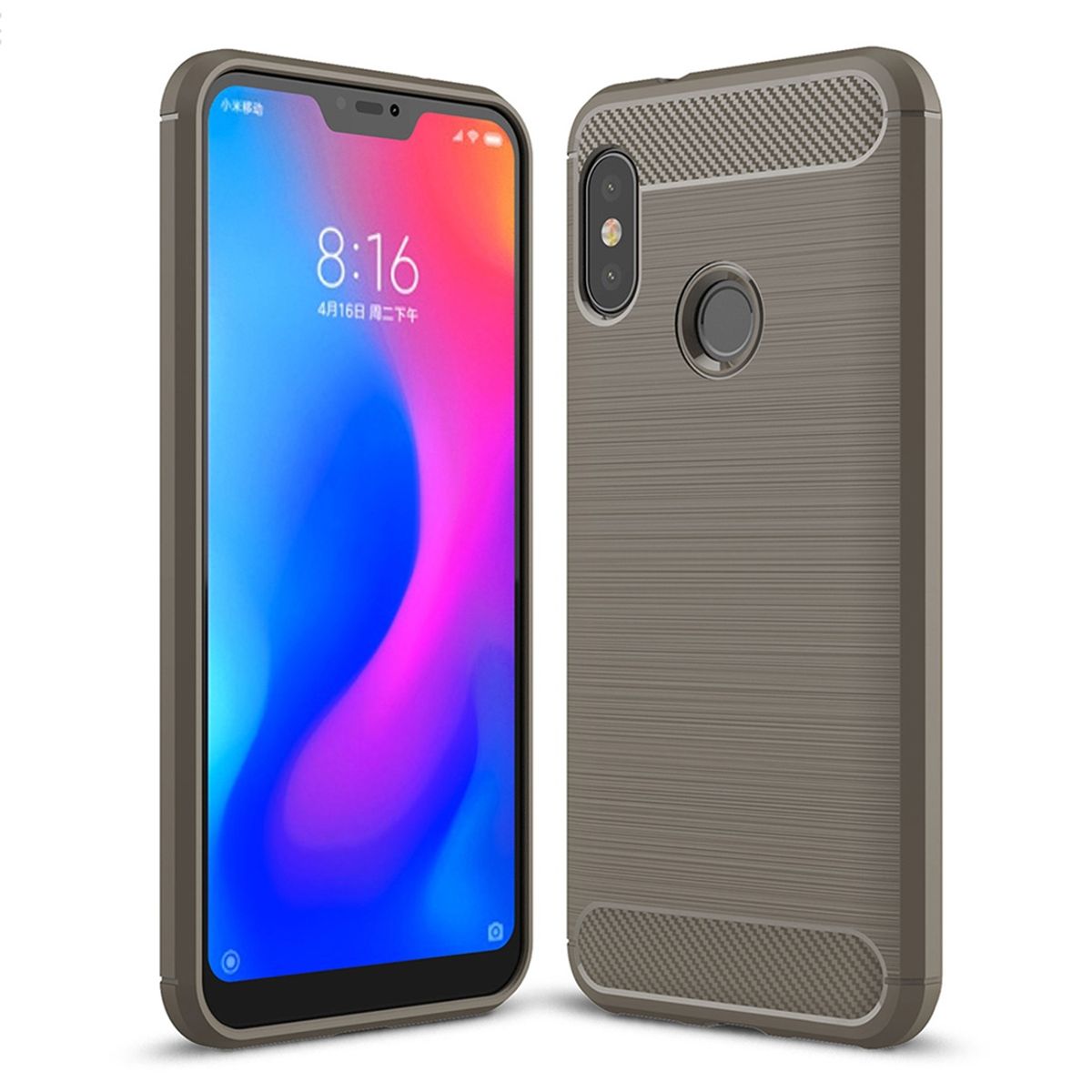Xiaomi Redmi 6 Pro Hülle Silikon Grau Carbon Optik Case TPU Handyhülle ...