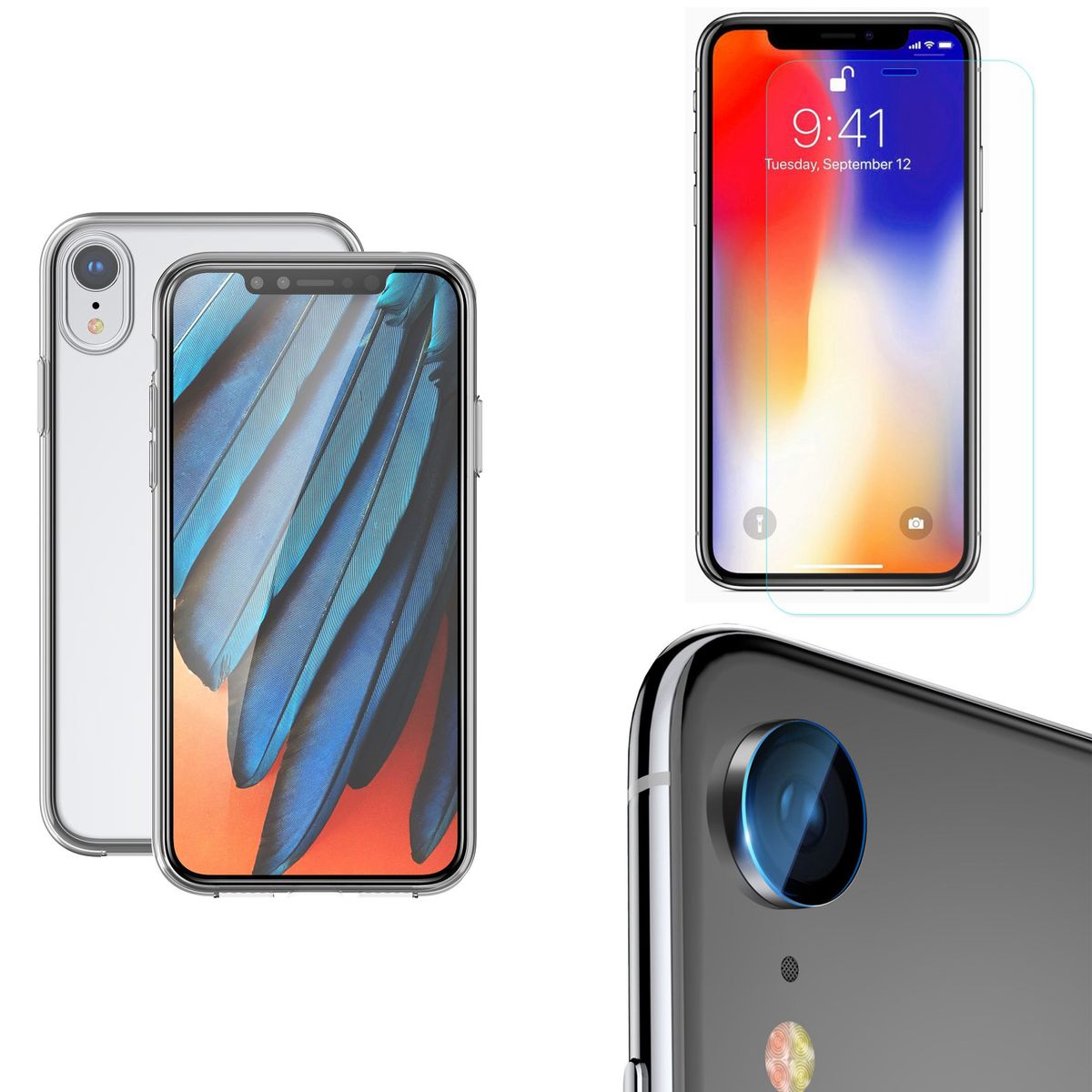 Apple IPHONE XR Cover Cover Case Camera Lens 9H Curb Protective Glass