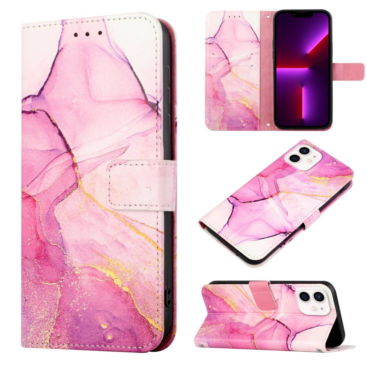 König Design Schutz Handy Hülle für Apple iPhone 12 Mini Case Cover Tasche Wallet 360 Grad Etuis