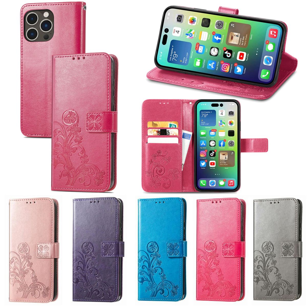 Protective mobile phone case for Apple iPhone 15 Pro case cover folding bag wallet cases