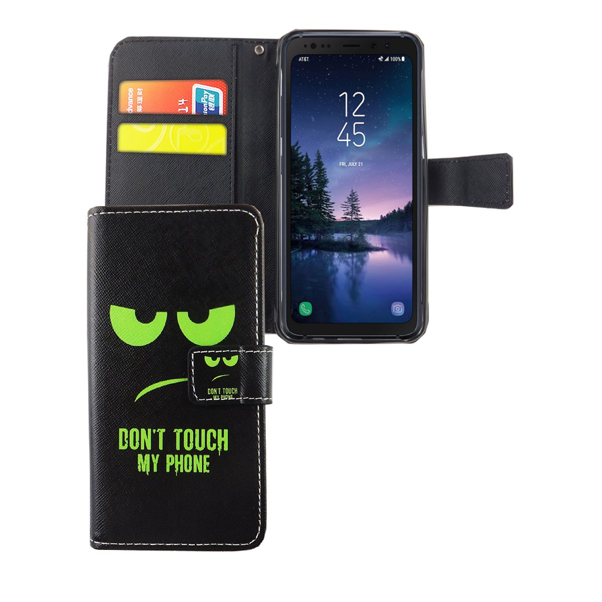 König Custodia protettiva per cellulare di design Samsung Galaxy S8 Custodia attiva per smartphone Don't Touch My Phone, design verde nero