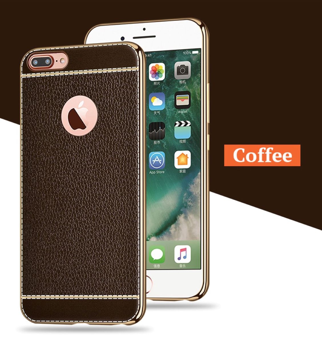 Handy Hülle für Apple iPhone 6s Plus Schutz Case Tasche Bumper Kunstleder Braun