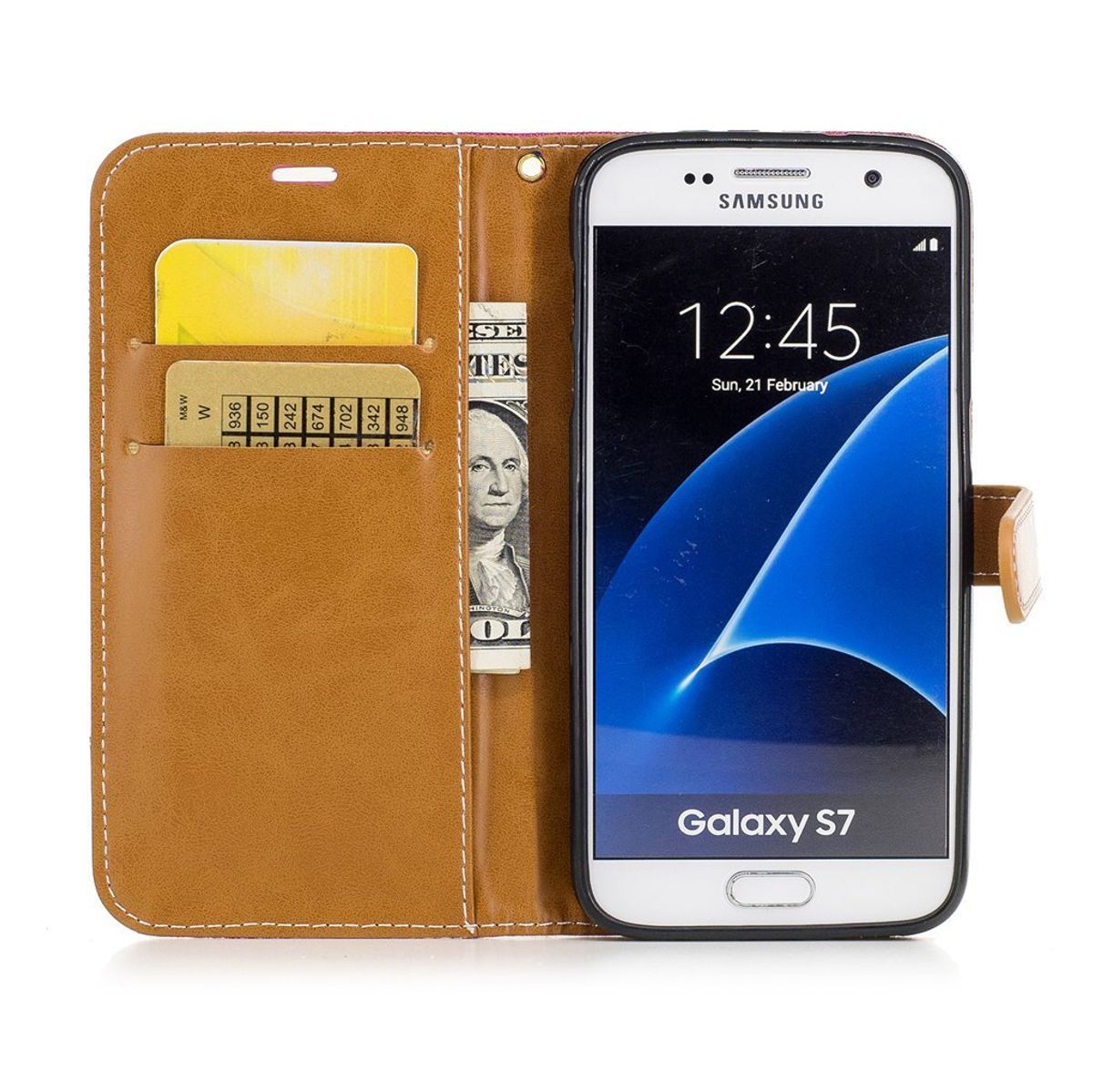 Tasche für Samsung Galaxy S7 Jeans Cover Handy Schutz Hülle Case Pink ...