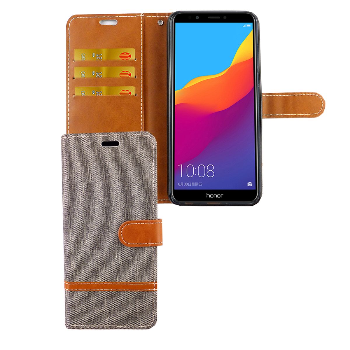 Huawei Honor 7C Handy Hülle Schutz-Tasche Case Cover Kartenfach Etui ...