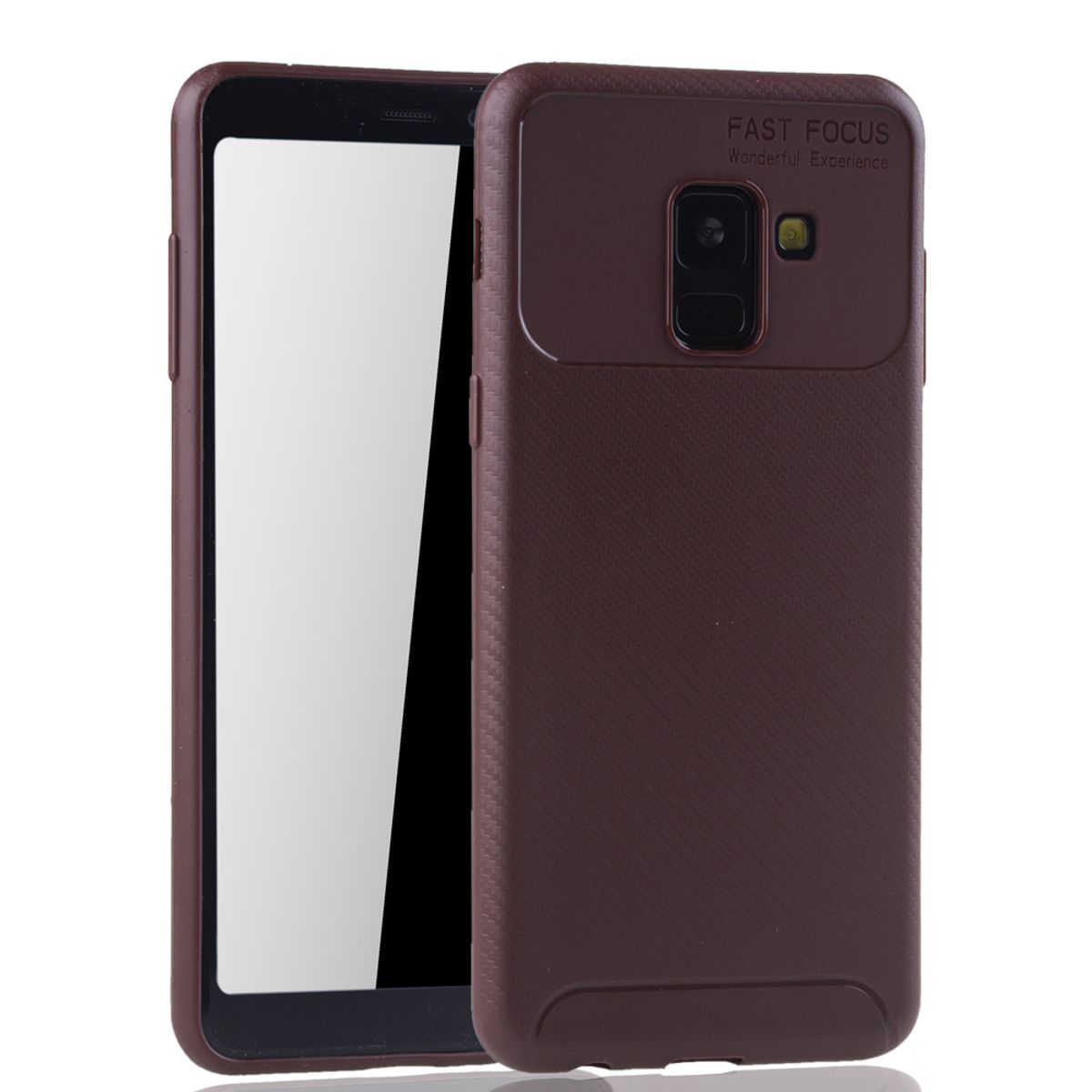 Samsung Galaxy A8 2018 Handyhülle Schutzcase Carbon Optik Bumper Braun ...