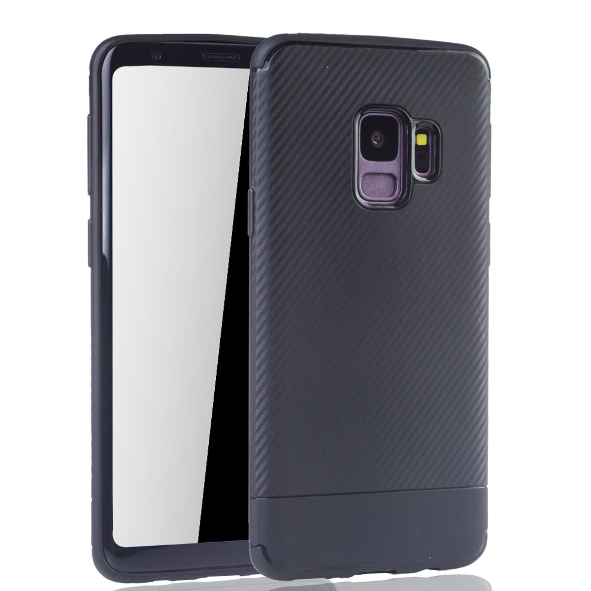 Samsung Galaxy S9 Handyhülle Schutzcase Carbon Optik Bumper Schwarz ...