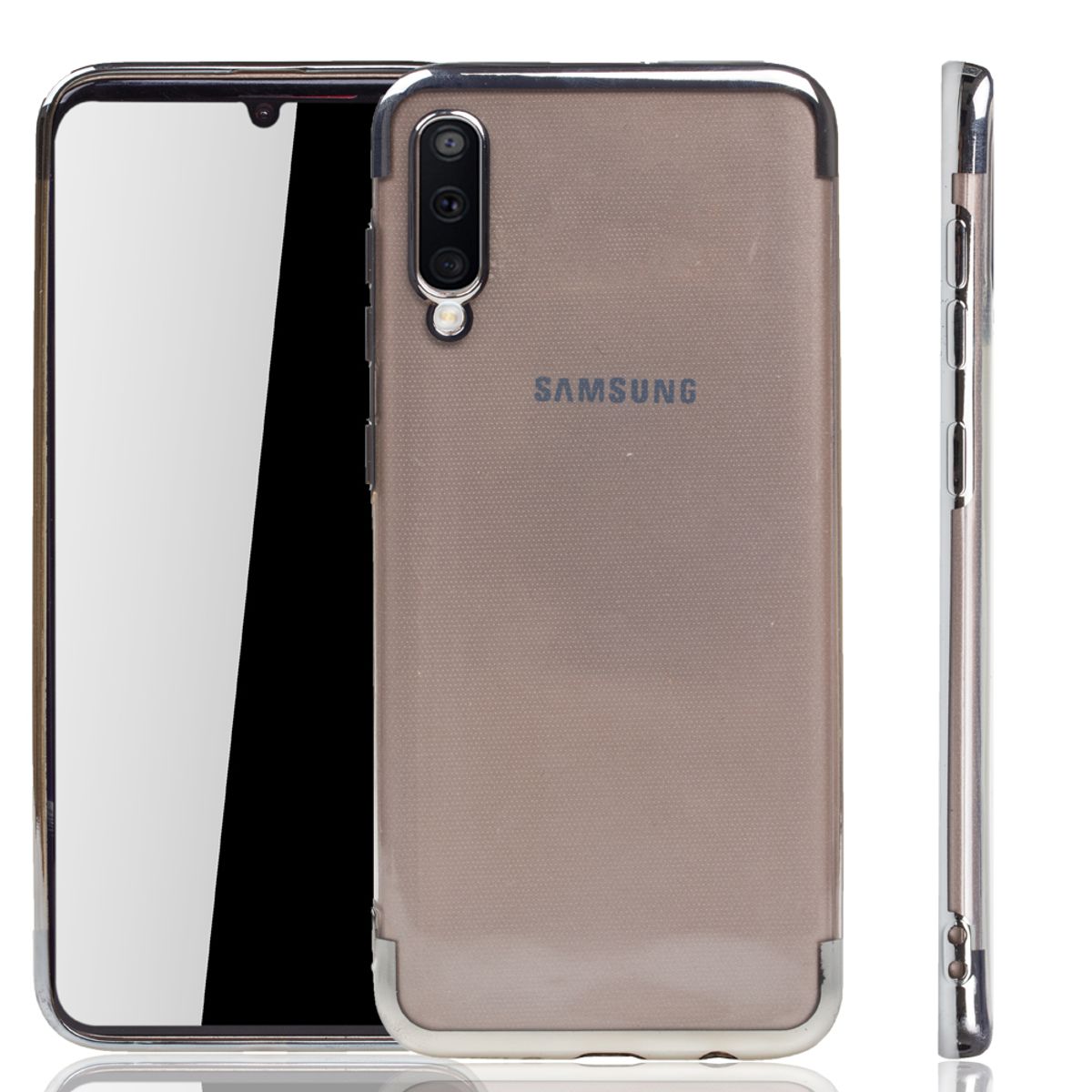 Handyhülle für Samsung Galaxy A50 Silber - Clear - TPU Silikon Case ...