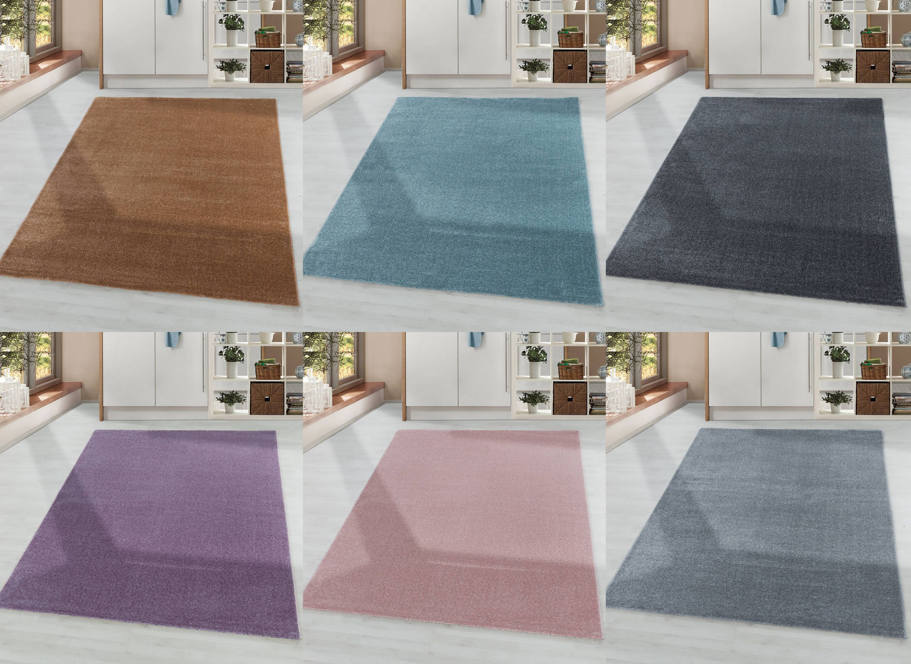 Beautiful short pile carpets in different colors, modern single color