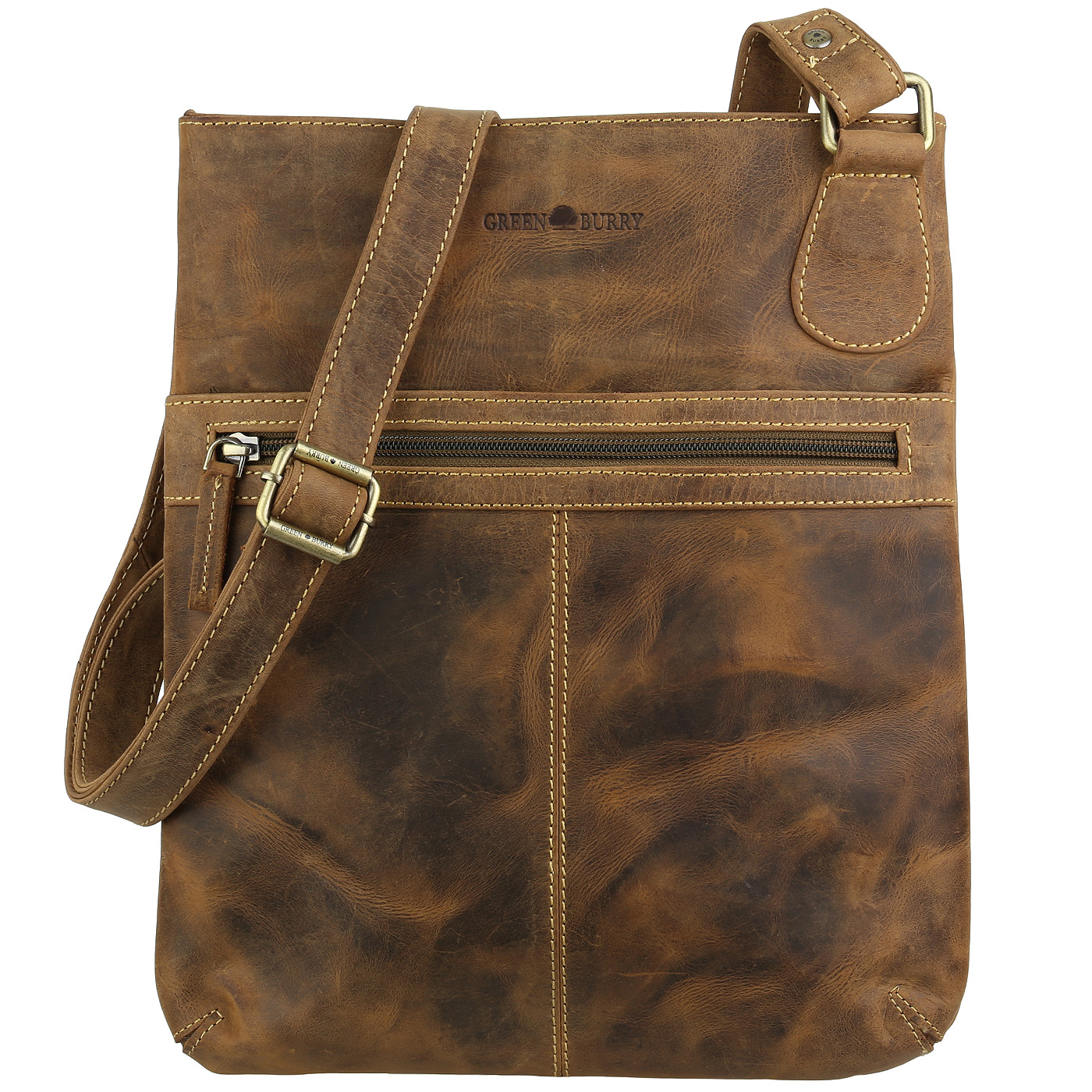 Greenburry Vintage Leder Umhängetasche Schultertasche Crossbag