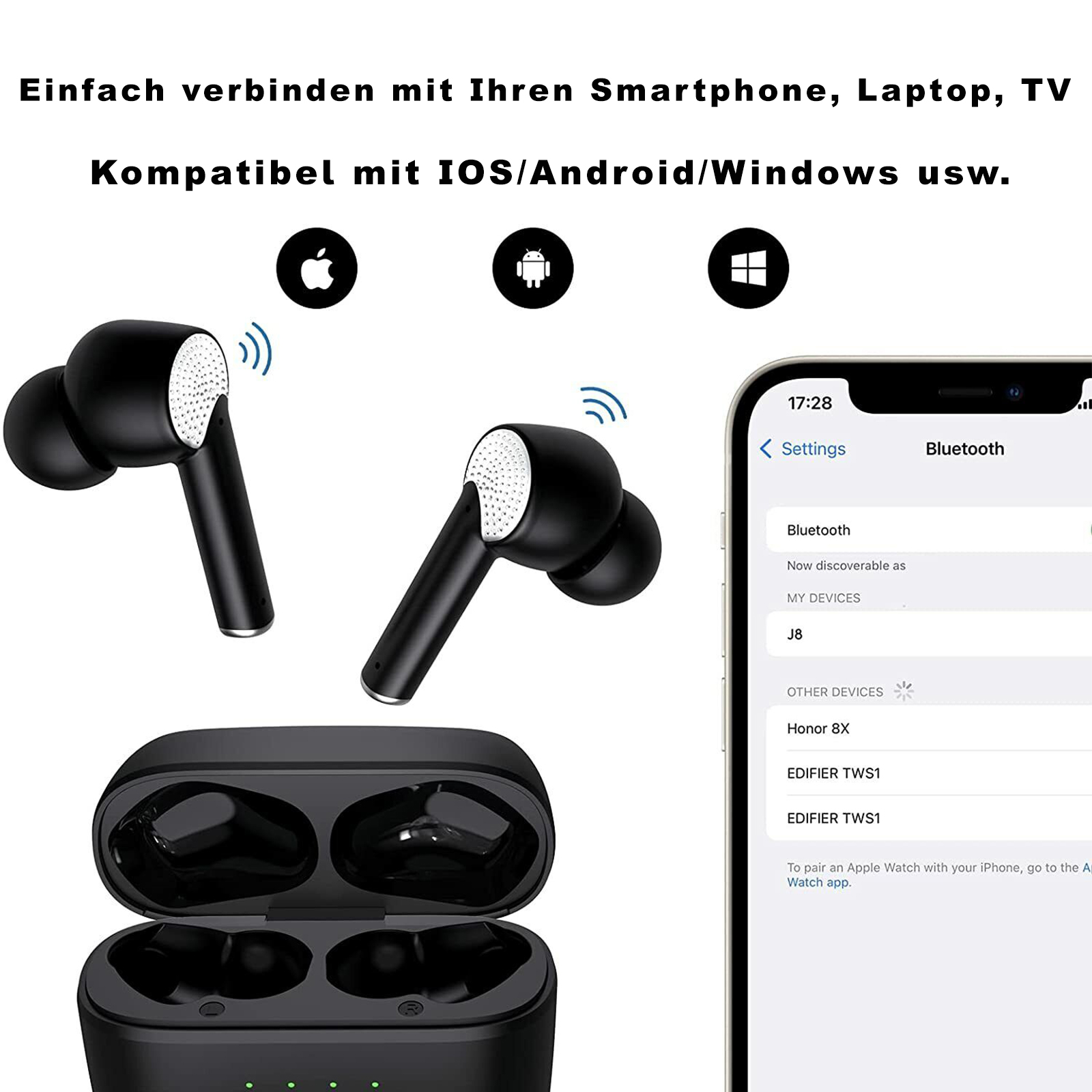 Bluetooth 5.2 In-Ear Kopfhörer Für Sport – Kabellos Mit Ohrbügel & 10h Laufzeit