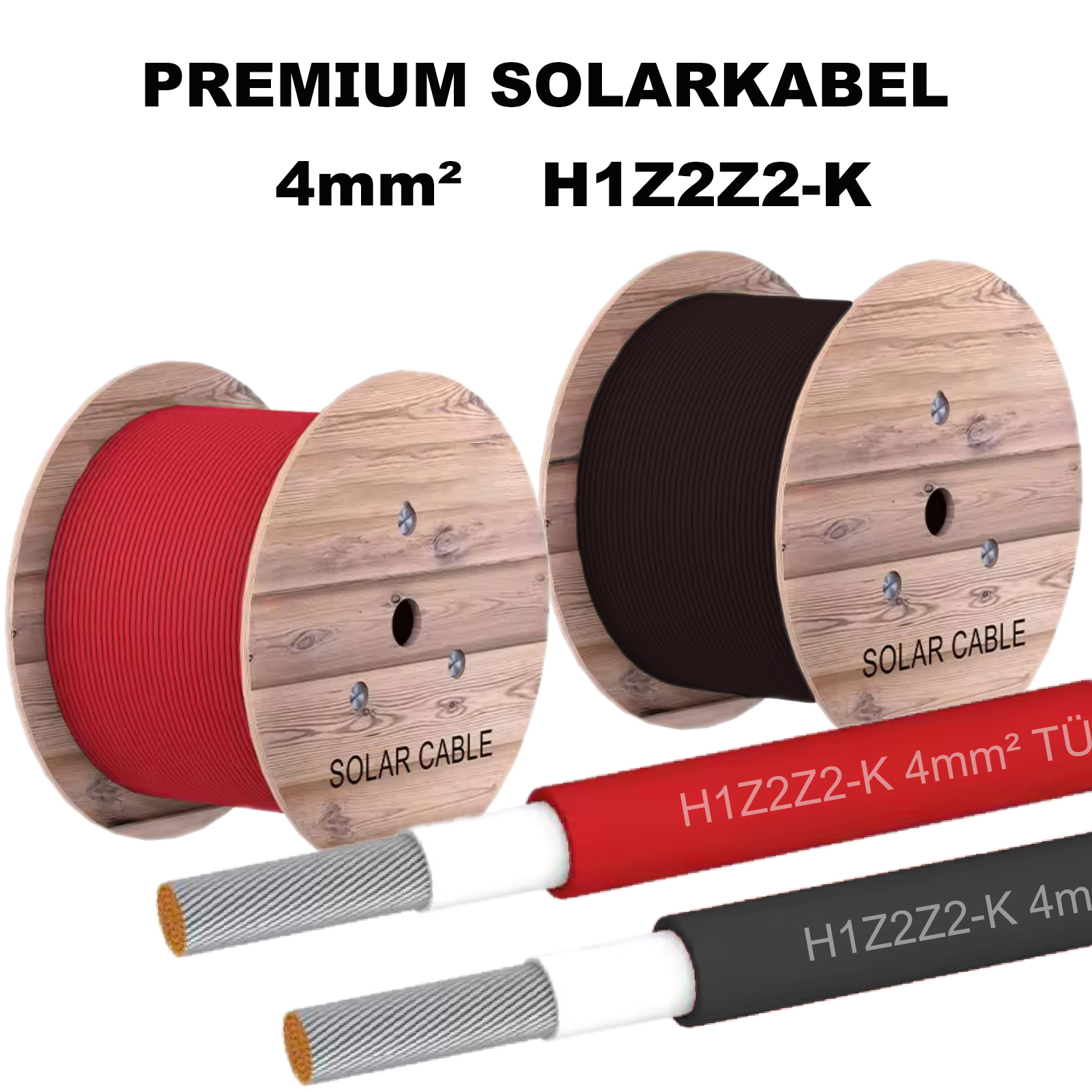 Solarkabel 4mm² Solar PV Solarleitung Kabel für Solarmodule 5 - 100m TÜV geprüft Solarkabel 4mm² Solar PV Solarleitung Kabel für Solarmodule 5 - 100m TÜV geprüft