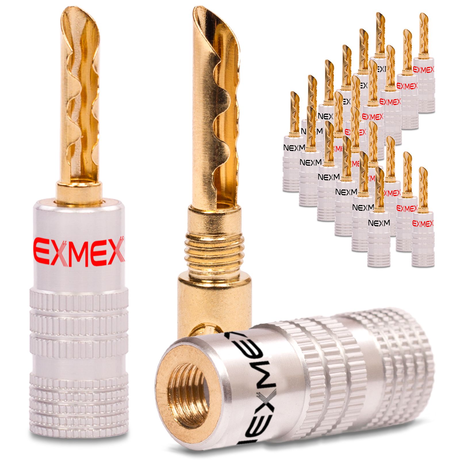 24x Hohl Bananenstecker 24K vergoldet NEXMEX High End Banana Banane ...