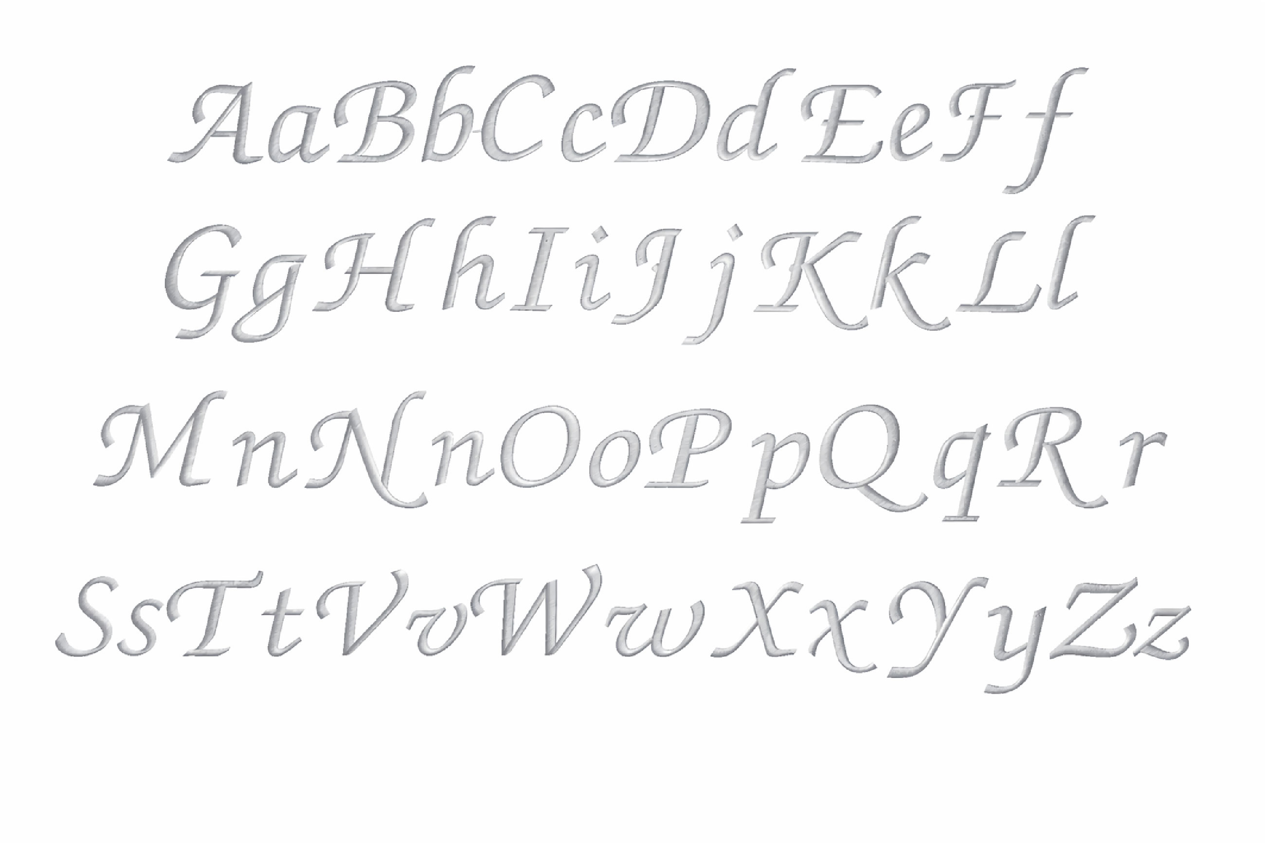 graues ABC-Schriftbild für die Bestickung der Wunschpantoffeln